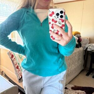 The North Face Blue Fitted Zippered Long Sleeve Hoodie